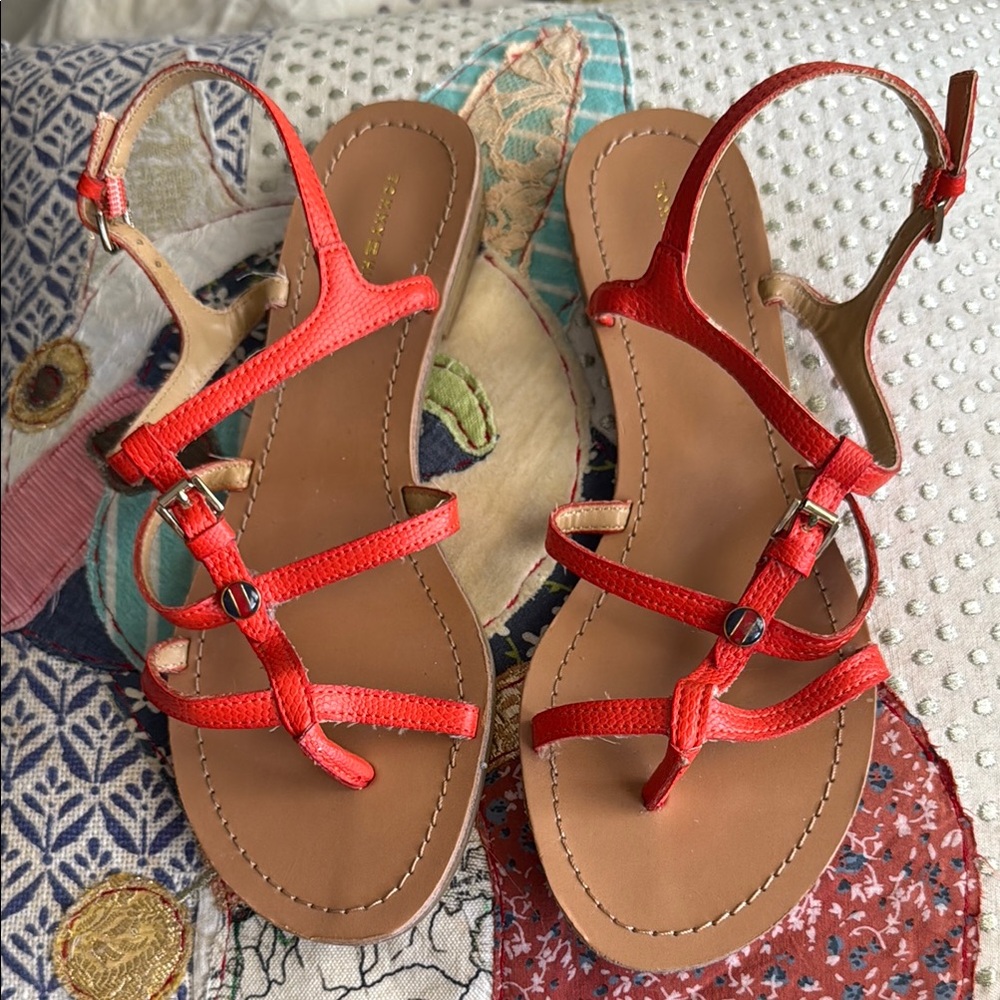 Tommy Hilfiger Orange Strappy Leather Sandals